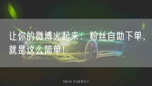 让你的微博火起来：粉丝自助下单，就是这么简单！