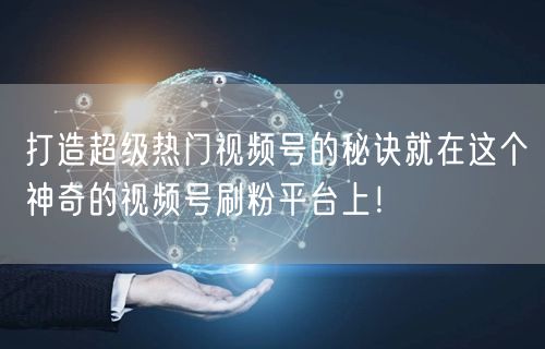 打造超级热门视频号的秘诀就在这个神奇的视频号刷粉平台上！