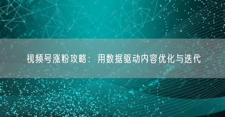 视频号涨粉攻略：用数据驱动内容优化与迭代