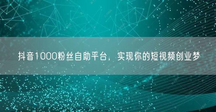 抖音1000粉丝自助平台，实现你的短视频创业梦