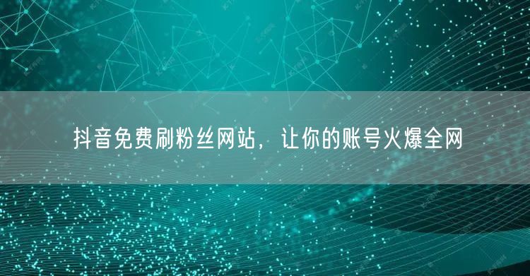 抖音免费刷粉丝网站，让你的账号火爆全网