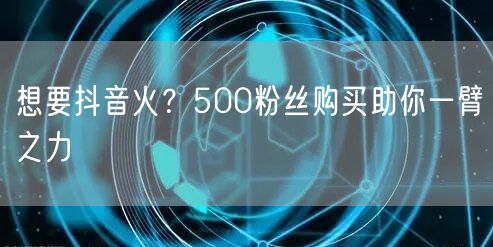 想要抖音火？500粉丝购买助你一臂之力