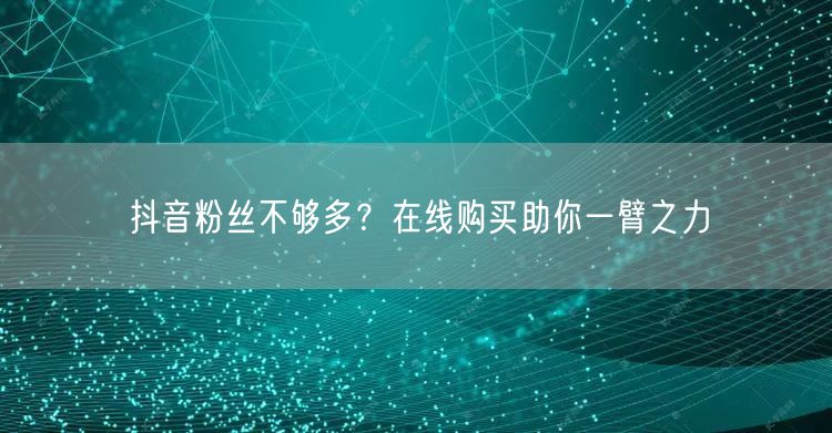 抖音粉丝不够多？在线购买助你一臂之力