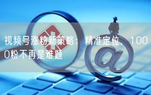 视频号涨粉新策略：精准定位，1000粉不再是难题