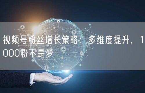 视频号粉丝增长策略：多维度提升，1000粉不是梦