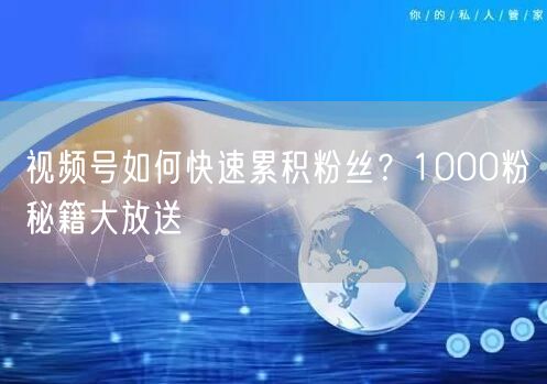 视频号如何快速累积粉丝？1000粉秘籍大放送