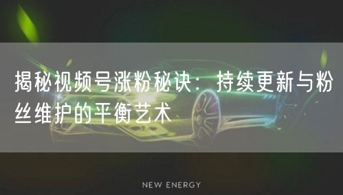 揭秘视频号涨粉秘诀：持续更新与粉丝维护的平衡艺术