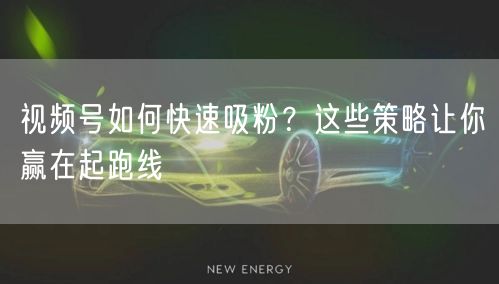视频号如何快速吸粉？这些策略让你赢在起跑线