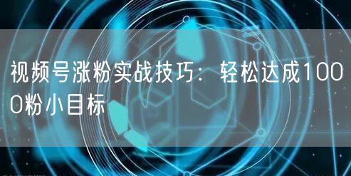 视频号涨粉实战技巧：轻松达成1000粉小目标