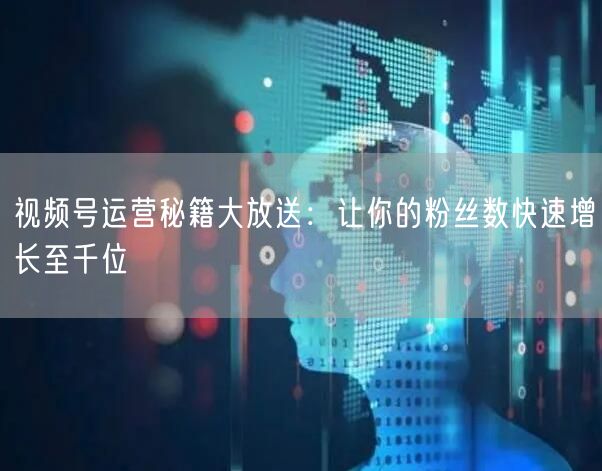 视频号运营秘籍大放送：让你的粉丝数快速增长至千位