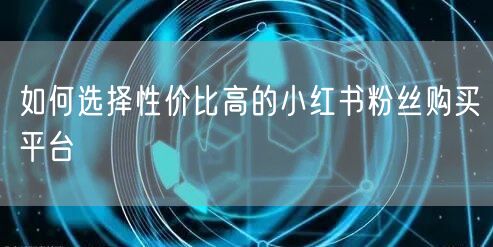 如何选择性价比高的小红书粉丝购买平台