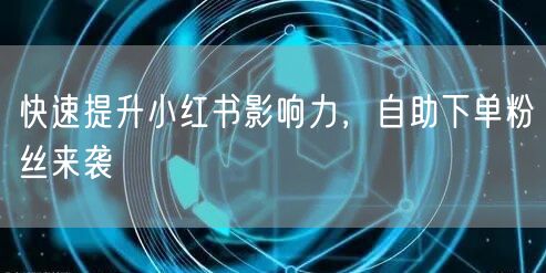 快速提升小红书影响力，自助下单粉丝来袭