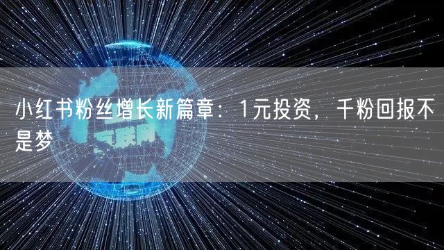 小红书粉丝增长新篇章：1元投资，千粉回报不是梦