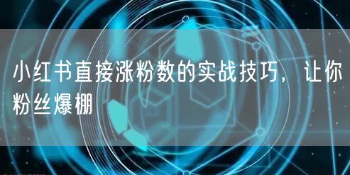 小红书直接涨粉数的实战技巧，让你粉丝爆棚
