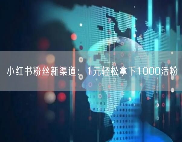 小红书粉丝新渠道：1元轻松拿下1000活粉