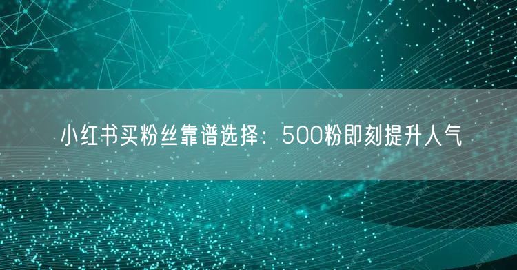 小红书买粉丝靠谱选择：500粉即刻提升人气