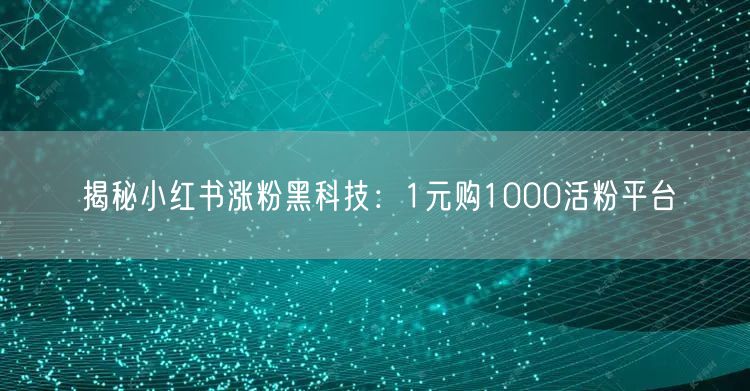 揭秘小红书涨粉黑科技：1元购1000活粉平台