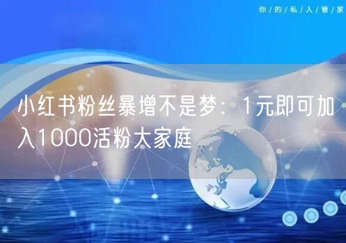 小红书粉丝暴增不是梦：1元即可加入1000活粉大家庭