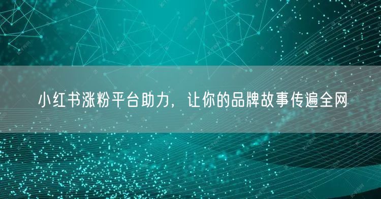 小红书涨粉平台助力，让你的品牌故事传遍全网