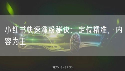 小红书快速涨粉秘诀：定位精准，内容为王