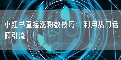 小红书直接涨粉数技巧：利用热门话题引流