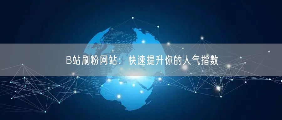 B站刷粉网站：快速提升你的人气指数