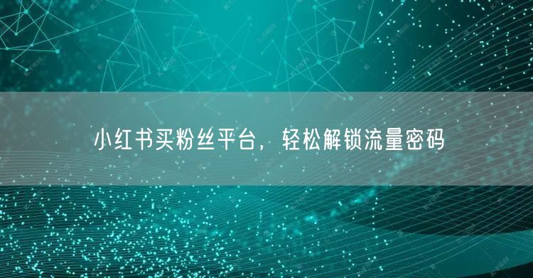 小红书买粉丝平台，轻松解锁流量密码