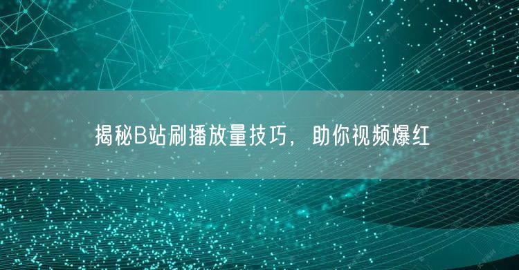 揭秘B站刷播放量技巧，助你视频爆红