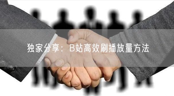 独家分享：B站高效刷播放量方法
