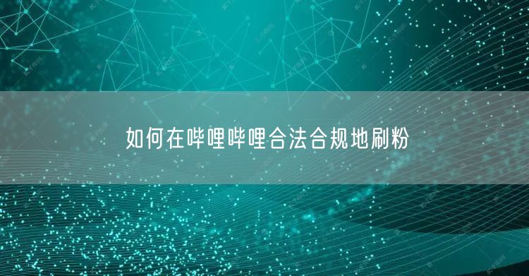 如何在哔哩哔哩合法合规地刷粉