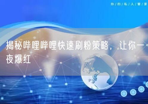 揭秘哔哩哔哩快速刷粉策略，让你一夜爆红