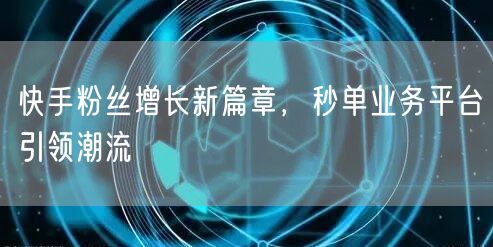 快手粉丝增长新篇章，秒单业务平台引领潮流