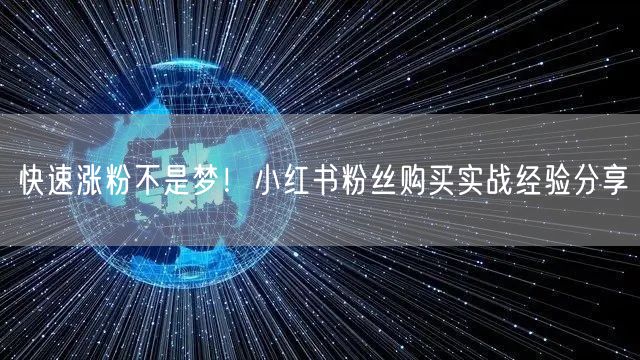快速涨粉不是梦！小红书粉丝购买实战经验分享