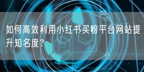 如何高效利用小红书买粉平台网站提升知名度？