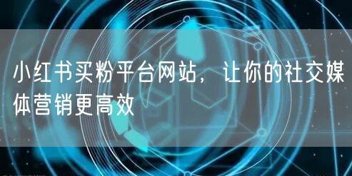小红书买粉平台网站，让你的社交媒体营销更高效