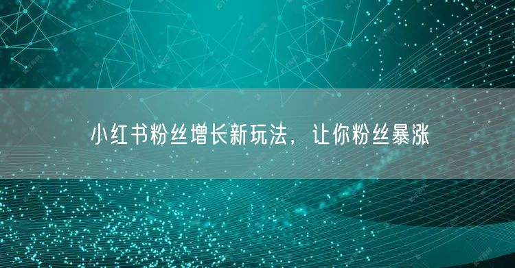 小红书粉丝增长新玩法，让你粉丝暴涨