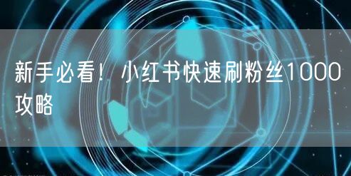 新手必看！小红书快速刷粉丝1000攻略