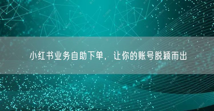 小红书业务自助下单，让你的账号脱颖而出