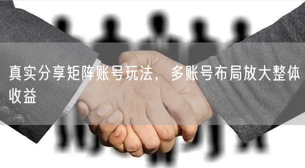 真实分享矩阵账号玩法，多账号布局放大整体收益